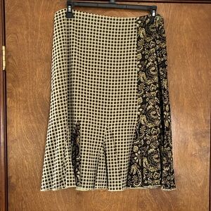 Emma James Brown and Light Green Mixed-Print A-Line Skirt